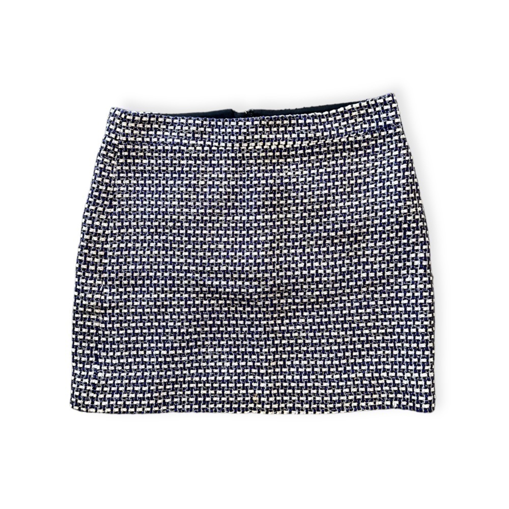 J.Crew Skirt tweed purple blue gold mini size 0 XS silk cotton blend